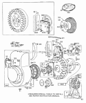 Blower HsgFlywheelsRewind Diagram and Parts List for  Briggs and Stratton Engine